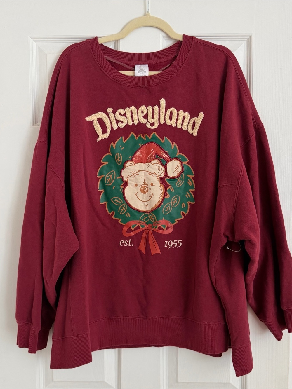 Disneyland Winnie the Pooh Christmas Sweatshirt Burgundy 3X Disney Parks